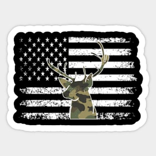 Camo Camouflage Deer American Flag Sticker